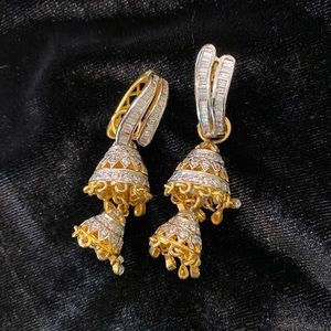 Stunning silver and gold dangle earrings